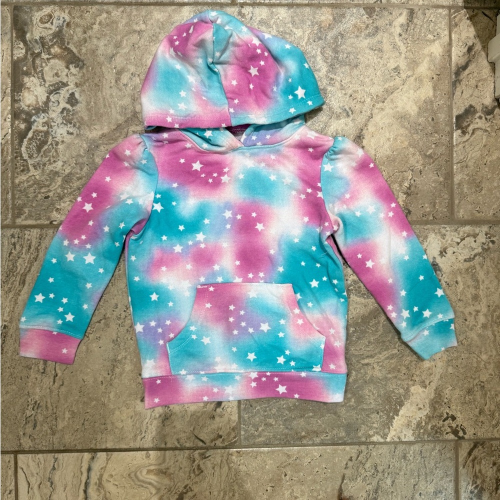 Like New Size 3 Garanimals blue and pink Tie-Dye Hoodie with Star Pattern
